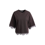 SMITH & SOUL Boxy Lace Hem T Shirt in Off White