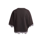 SMITH & SOUL Boxy Lace Hem T Shirt in Off White