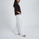 SMITH & SOUL Boxy Lace Hem T Shirt in Off White