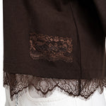 SMITH & SOUL Boxy Lace Hem T Shirt in Off White