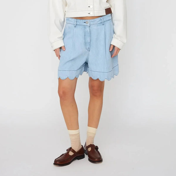 STELLA NOVA Soft Denim Shorts in Light Blue