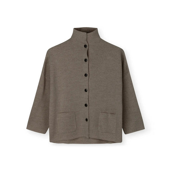 SIBINLINNEBJERG Spring Merino Blend Cardigan in Khaki