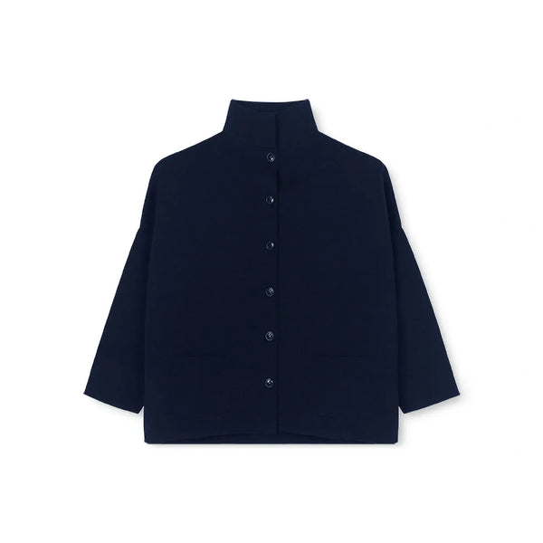 SIBINLINNEBJERG Spring Merino Blend Cardigan in Navy