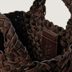 NAGHEDI St Barths Petit Tote Nest Weave Handbag in Chocolate