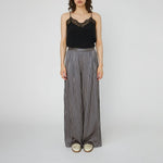 STELLA NOVA Striped Silk Mid Waist Pants in Creme Blue Stripes