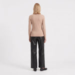ARTLOVE Eliza Fitted Turtleneck Long Sleeve T Shirt in Beige