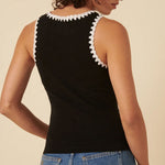 NOBODYS CHILD Crochet Trim Racer Vest in Black