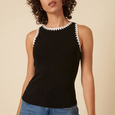 NOBODYS CHILD Crochet Trim Racer Vest in Black