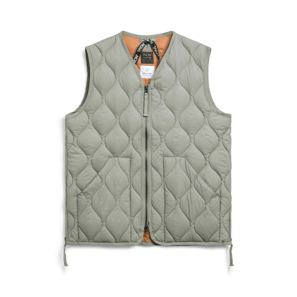 TAION Military V Neck Soft Shell Vest in Sage Green