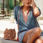 M.A.B.E Suri Embroidered Pouch in Rust