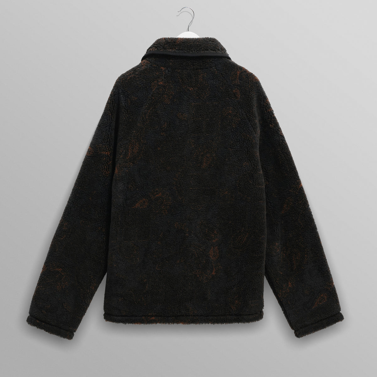 WAX LONDON Tate Paisley Jacquard Fleece Jacket in Black and Brown