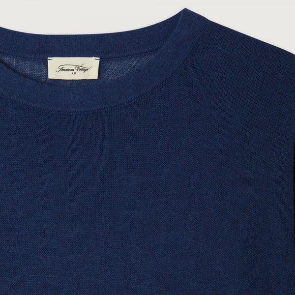 AMERICAN VINTAGE Toima High Neck Lightweight Jumper in Ocean Melange