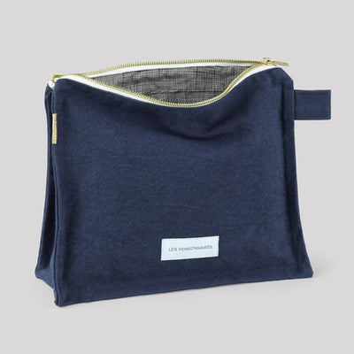 LES PENSIONNAIRES Organic Cotton Toiletry Bag in Blue