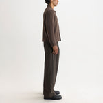 WAX LONDON Tristan Long Sleeve Fluffy Wool Blend Polo Neck Cardigan in Chocolate Brown