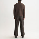 WAX LONDON Tristan Long Sleeve Fluffy Wool Blend Polo Neck Cardigan in Chocolate Brown