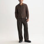 WAX LONDON Tristan Long Sleeve Fluffy Wool Blend Polo Neck Cardigan in Chocolate Brown