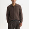 WAX LONDON Tristan Long Sleeve Fluffy Wool Blend Polo Neck Cardigan in Chocolate Brown