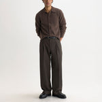 WAX LONDON Tristan Long Sleeve Fluffy Wool Blend Polo Neck Cardigan in Chocolate Brown