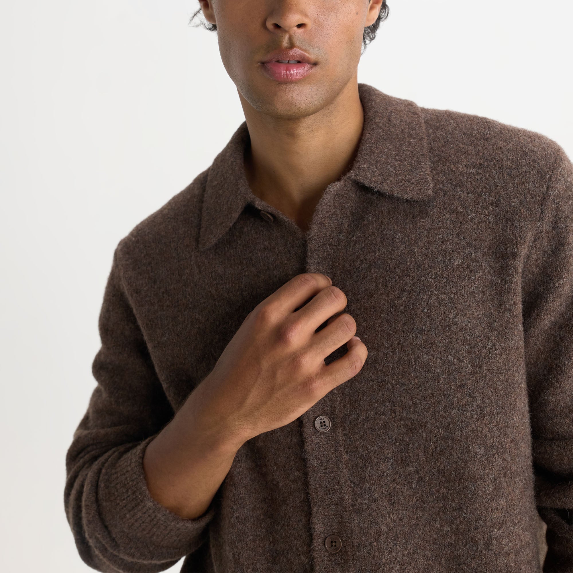 トップス UNTORN Fuzzy Knit Polo cardigan WAX LONDON Tristan Long Sleeve Fluffy Wool Blend Polo Neck