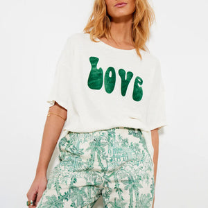 Love T Shirt in Off White/Green