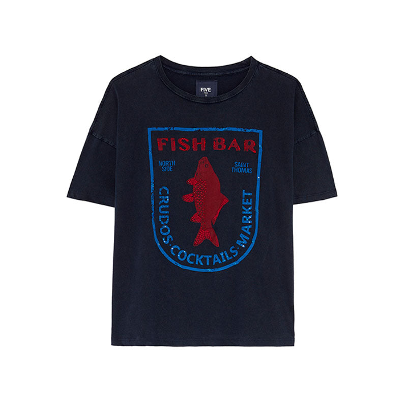 FIVE Tee Shirt in Red/Navy