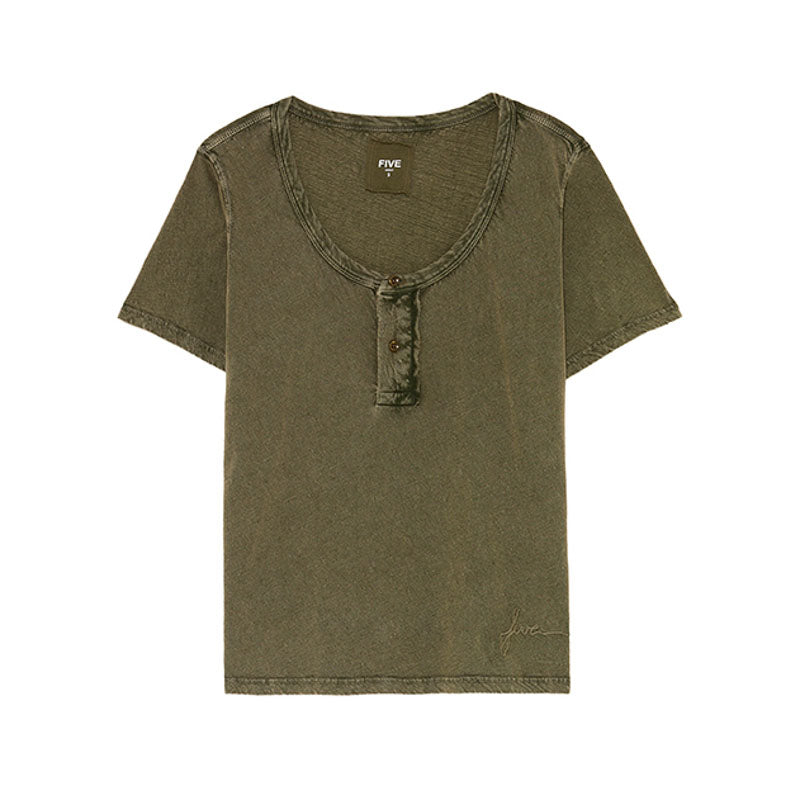 FIVE Scoop Neck Tee Shirt in Leaf