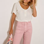 FIVE Scoop Neck Tee Shirt in Meringue