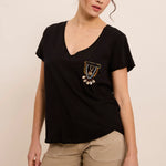 FIVE Embroidered T Shirt in Acid Grey