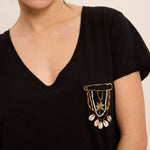 FIVE Embroidered T Shirt in Acid Grey