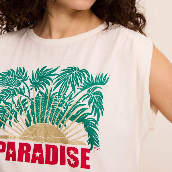 FIVE Paradise T Shirt in Off White