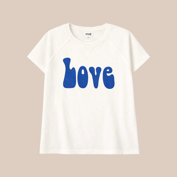 FIVE Love T Shirt in Off White/Wave