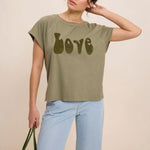 FIVE Love T Shirt in Khaki