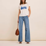 FIVE Love T Shirt in Off White/Wave