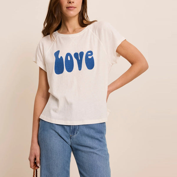 FIVE Love T Shirt in Off White/Wave