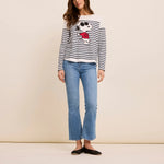 FIVE Snoopy Stripe Long Sleeve T Shirt in Off White/Indigo