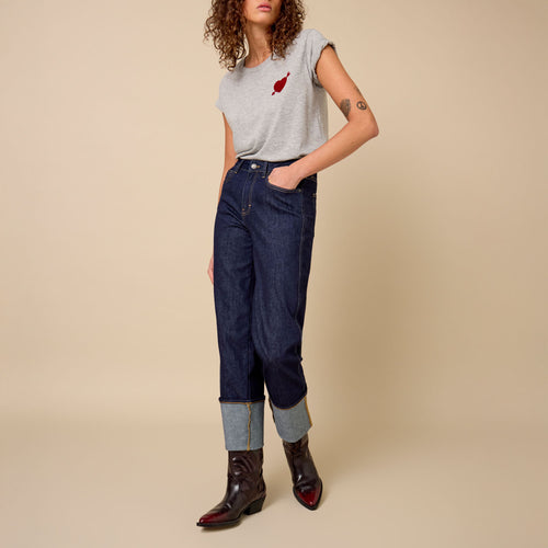 FIVE Heart & Arrow T Shirt in Mottled Grey