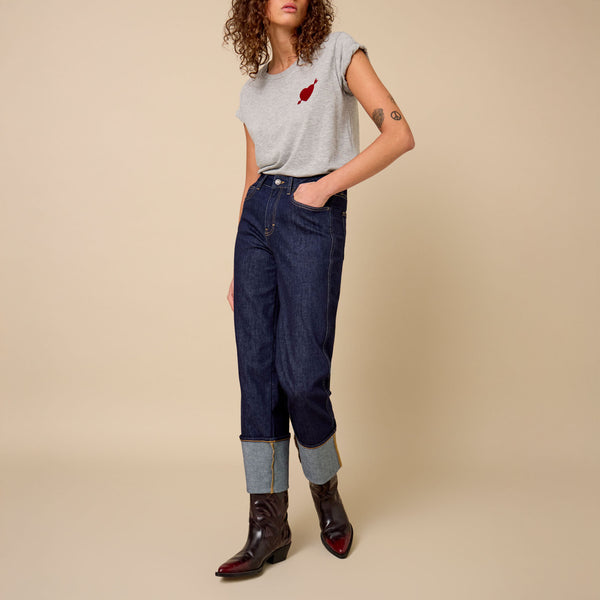 FIVE Heart & Arrow T Shirt in Mottled Grey