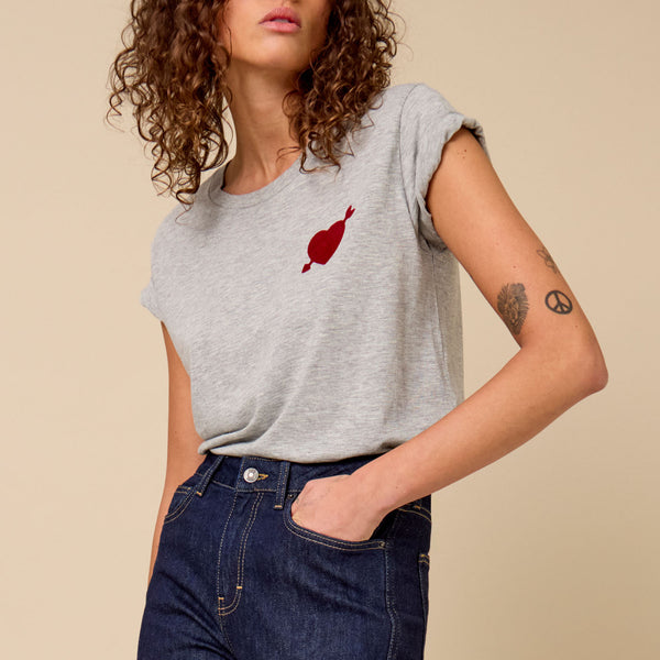 FIVE Heart & Arrow T Shirt in Mottled Grey