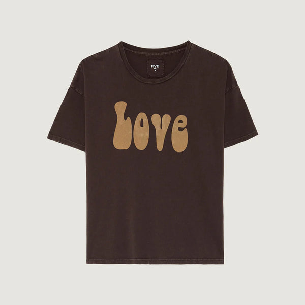 FIVE Love Logo T Shirt  in Cacao/Beige
