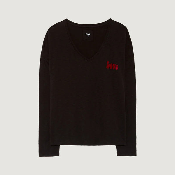 FIVE Small Love Logo Long Sleeve T Shirt in Night