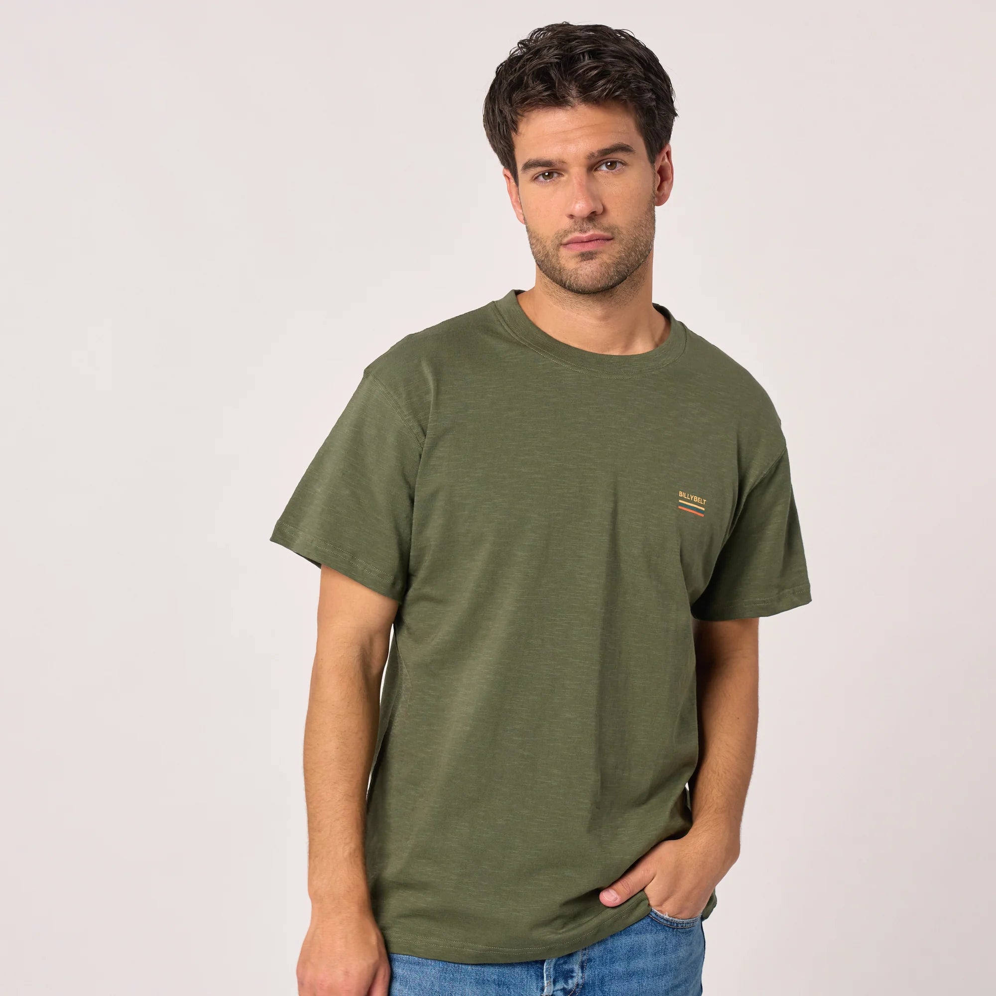 BILLYBELT Roadtrip Organic Cotton T-Shirt in Khaki