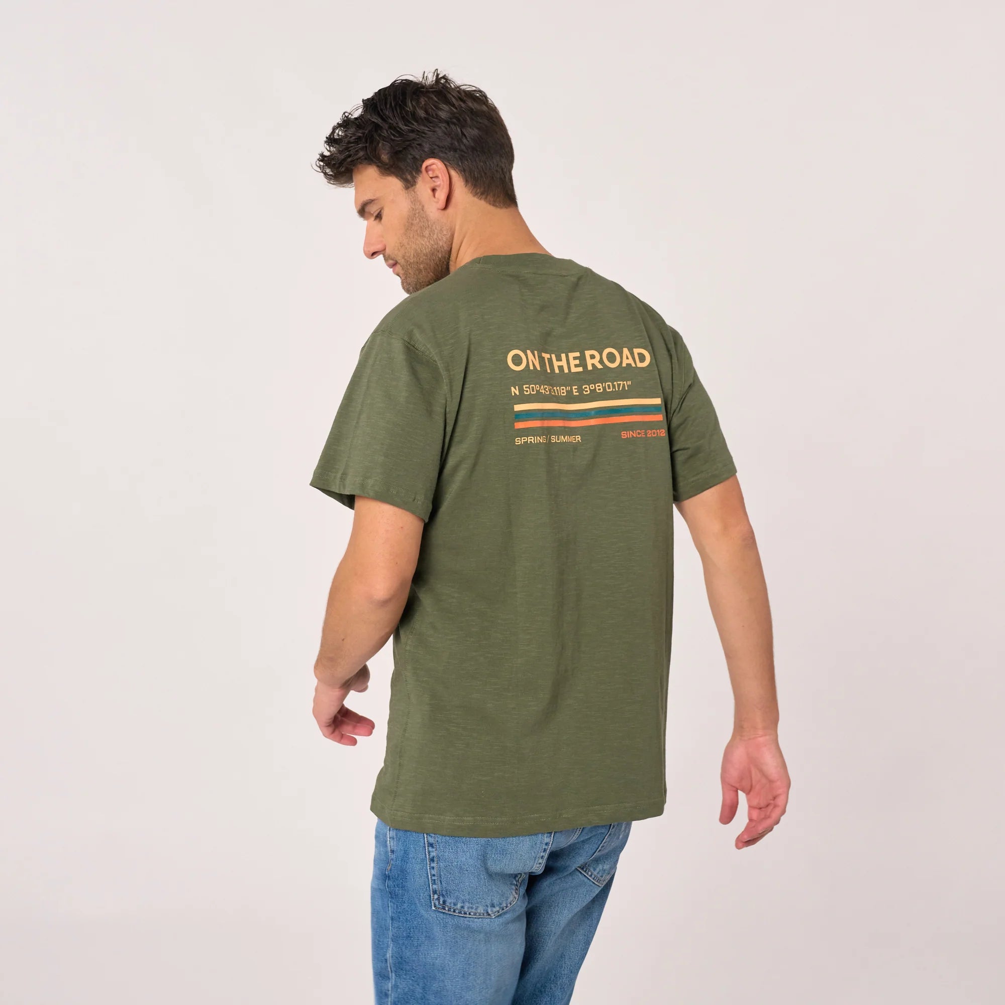 BILLYBELT Roadtrip Organic Cotton T-Shirt in Khaki