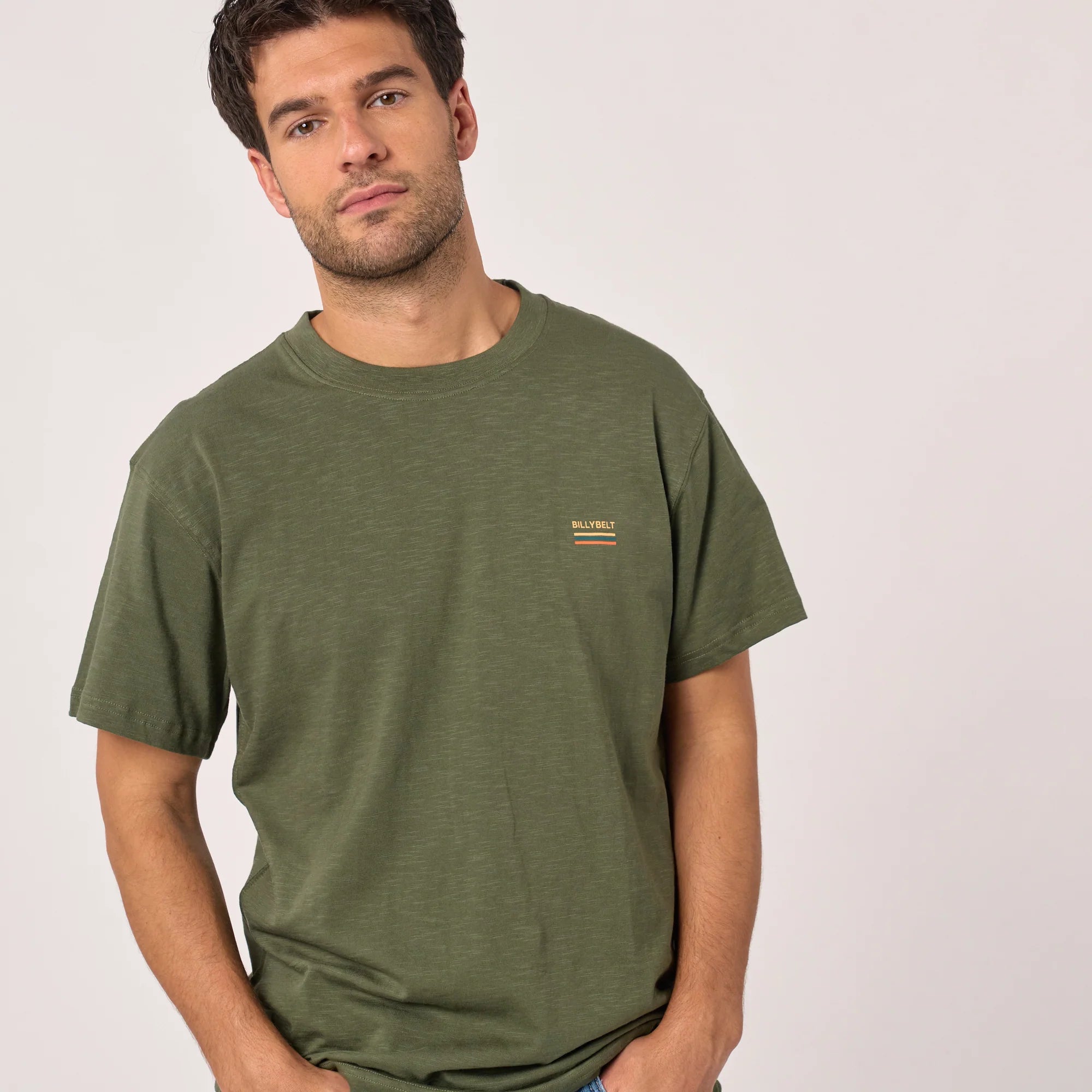 BILLYBELT Roadtrip Organic Cotton T-Shirt in Khaki