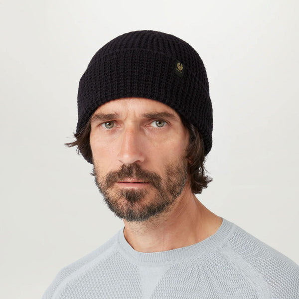 BELSTAFF Tuck Rib Beanie Hat in Dark/Ink