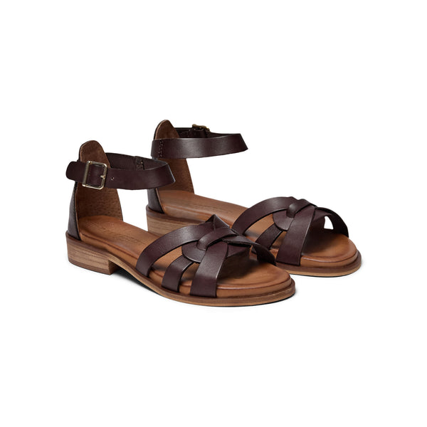 PAVEMENT Aretha Leather Sandals in Brown