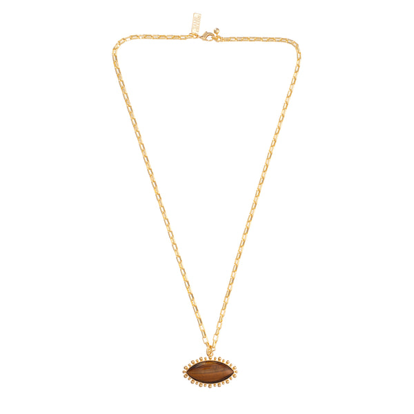 TALIS CHAINS Tigers Eye Pendant Necklace in Gold