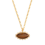 TALIS CHAINS Tigers Eye Pendant Necklace in Gold