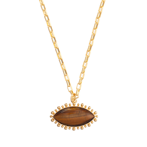 TALIS CHAINS Tigers Eye Pendant Necklace in Gold