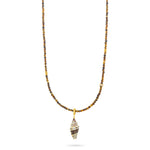 TALIS CHAINS Shell Pendant on Tigers Eye Beads in Tigers Eye