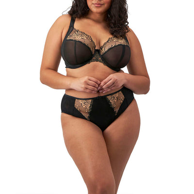 ELOMI Teagan High Leg Brief in Black/Almond
